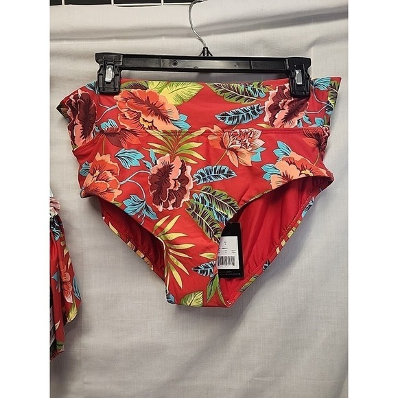 New SEXY LARGE Sunn Swim Lab Red Hawaiian two-piece ruffle Bikini HIGH waist - Picture 11 of 12
